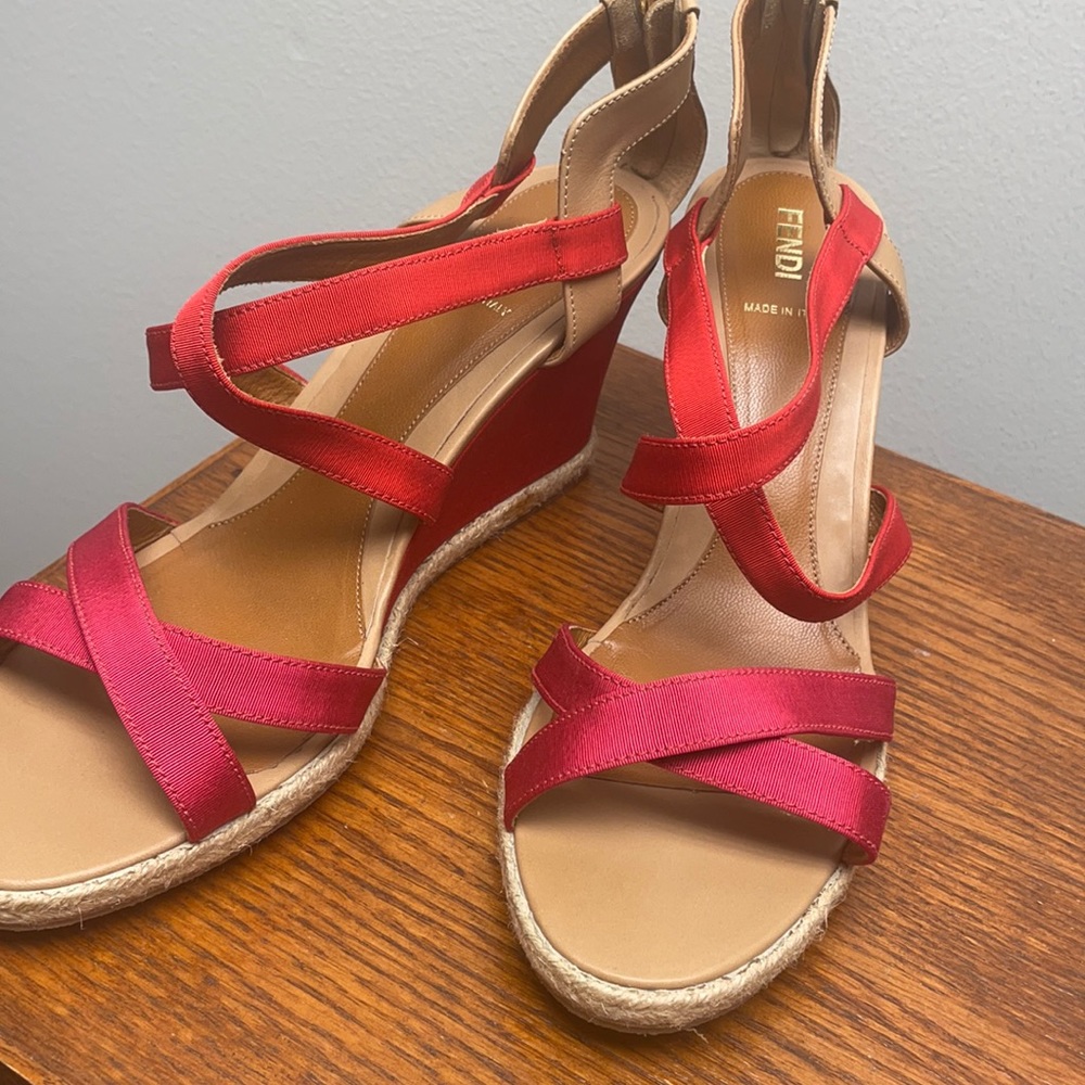 Fendi wedge sandals like new